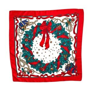 Elaine Gold for Collection XIIX Silk Scarf Christmas Holiday Red White